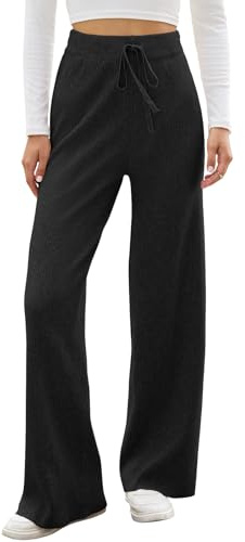 Adigaber Pantaloni Donna Vita Alta a Gamba Larga con Coulisse Regolabile Pantaloni Palazzo Eleganti e Morbidi