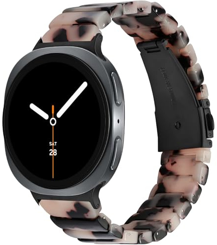 Miimall Hartsrem för Samsung Galaxy Watch 8 40 mm 44 mm/8 Classic 46 mm, lätt vattentätt sportband armband, Galaxy Watch 8 remmar för kvinnor män damer – svart blommig pärla/svart metalllås
