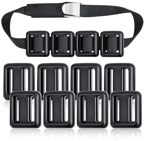 Tellegloww 8 Pcs 2.2 lb Dive Weights for Scuba Diving Weight Belt Coated Dive Weights Nylon Scuba Belt with Metal Quick Release Buckle for Free Diving Spearfishing(Black)