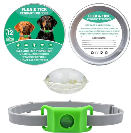 Collare Antiparassitario Per Cani, Collare Antiparassitario Naturale Per Pulci E Zecche Per Cani, Ingredienti 100% Naturali, Taglia Unica Per Tutti (Verde)