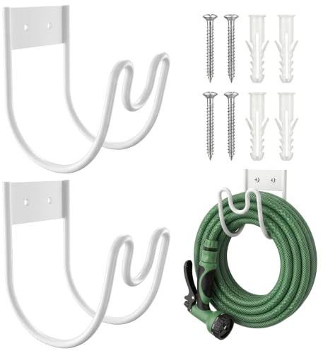 XIANJIA Soporte de manguera de jardín de metal de acero inoxidable resistente con accesorios para mangueras de agua, cables de extensión