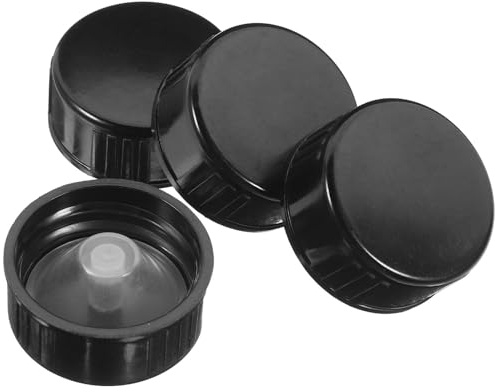 GRADENEVE Tappi per Bottiglie 4 Pezzi Chiusura Ermetica e Sigillo Stretto Coperchi Rotondi a Vite in Plastico Nero per Boccioni e Barattoli