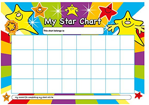 SuperStickers A4 Star Belohnungstafel mit 50 Aufklebern