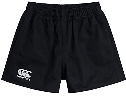 Canterbury Junior Unisex Professional Cotton Shorts | Rugby Short | Internal Drawstring & Pockets | Gym/Training Short Gym Shorts, Black, 12