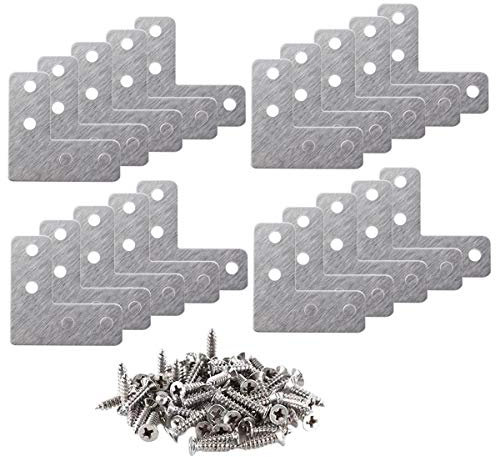 YOFASEN Regalhalterungen - L-förmige Eckstrebe aus Edelstahl mit Passenden Schrauben zur Reparatur, 20 pcs, 40 * 1.0mm