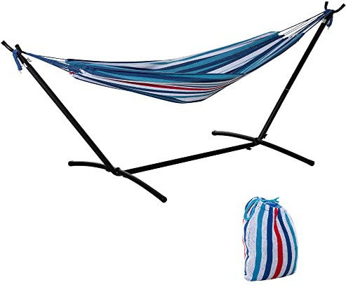 Outsunny Hamac de Jardin sur Pied Support Métal Charge Max. 120 Kg Blanc