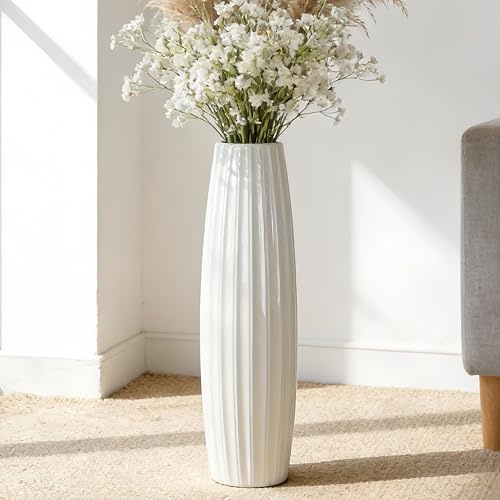 Vaso da pavimento alto bianco, vaso grande in ceramica, 71,1 cm, vaso decorativo per decorazione moderna per la casa, soggiorno, ufficio, camera da letto, cucina, centrotavola per matrimoni e fattoria