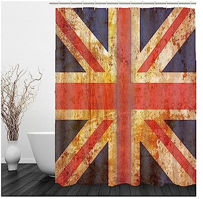 Shower Curtain Cute, Duschvorhänge Blau Rot Orange Nationalflagge Duschvorhang 180x200 Polyester Bad Vorhang Badezimmer Dekoration