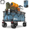 Sekey XXL Plus Chariot de Jardin Pliable avec Freins 200L 150KG, Chariot de Transport Tout-Terrain avec Roues Extra Larges 17x10 cm, Pliable Breveté dans Quatre Directions SE4011, Bleu avec Gris