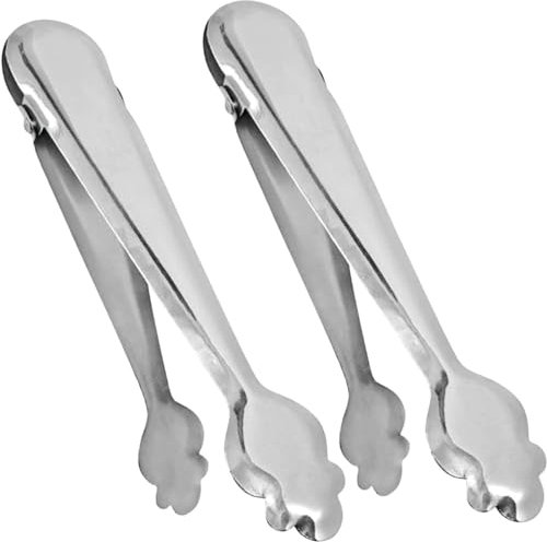 2 Pinzas Hielo De Acero Inoxidable, Pinzas para Reposteria, Pinzas cocina, Pinzas barbacoa, Pinzas Hosteleria Pinzas Cubiteras, Pinzas repostería, Pinzas Hielo 18,5cm (2UD)