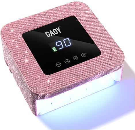 GAOY Cordless UV LED Nail Lamp for Gel Nails, Rechargeable UV Light, Professional Nail Dryer with 4 Timers, Automatic Sensor and Sensitive Mode for Fast Curing, Pink Diamond