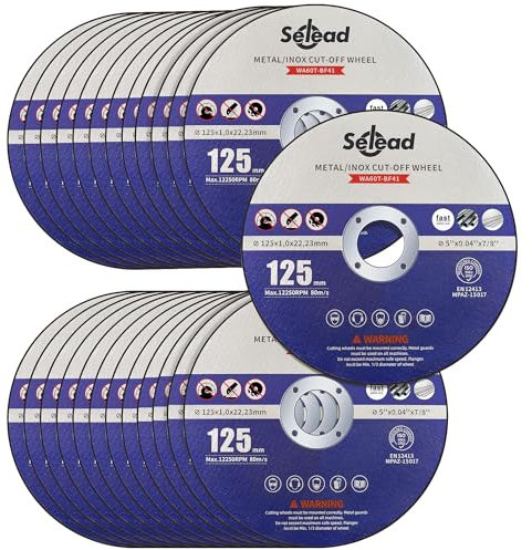 Selead 25 PCS Cutting Discs 125mm Metal and Stainless Grinder Discs 1mm Thin Metal Cutting Discs for Angle Grinder Blue