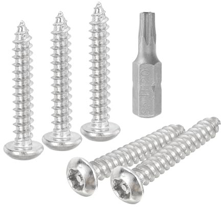 QUARKZMAN M4 x 25mm Viti per Lamiera Sicurezza Torx a Testa Tonda, 10pz Viti Autofilettanti Antifurto Acciaio Inossidabile 304, Viti per Legno Antifurto Punta T20 (Argento)