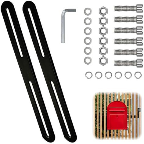 Kit de Support Boite Aux Lettres, 280 x 24 mm Support pour Boîte au Lettre 2 Kits pour Fixer des Boîtes aux Lettres sur des Portails Ou des Clôtures(Noir)