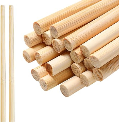 60 Stück Holzstäbe, Jisrcha Holzstab Rund, 30 Cm Rundholz Holzstäbe zum Basteln, Rundstäbe Holzstäbchen für Makramee, Kunstprojekte, Holzarbeiten, Modellbau, Heimwerker DIY Handwerk (60 Stück, 8 MM)