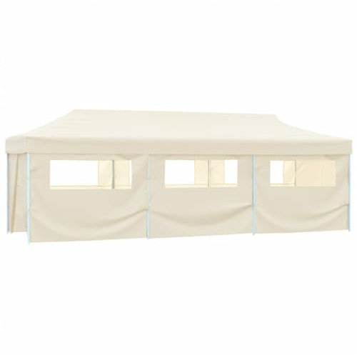 Chapiteau Shelter - Pergola - Tente pliante - Tente de réception pop-up avec 8 parois latérales - 3 x 9 m - Crème - Pour fête, festival, terrasse, camping