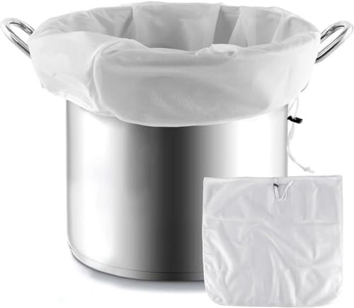 TEOZBLU 1 Sacchetto Filtrante Riutilizzabile 66x56 cm, Sacchetti a Pressa, in Nylon, Filtro a Luppolo, per Birra, Colore Bianco, Panno Pressato, Panno per La Pressa di Frutta, Vino, Marmellata