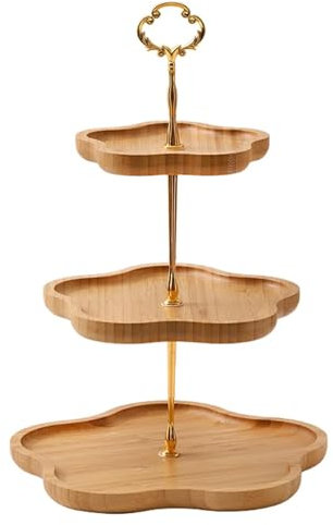 Lxoraziy Présentoir à Fruits à 3 étages, Présentoir en Bambou – Support Fruits, Gâteaux, Collations pour le Comptoir de la Cuisine, la Table à Manger