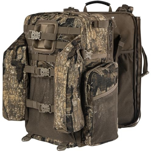BLISSWILL Upgraded Hunting Backpack,With Padded Weapon Compartment for Bow Rifle，For Deer and Elk Hunting，Hunting bag with Rain Cover(Rock Bark)