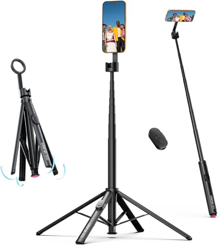 ULANZI 71 Magnetic Phone Tripod, Auto Open & Close Selfie Stick w Remote | N52 Strong Magnetism, 4-Leg Support, 1s Open&Lift to Fold, Extendable Cellphone Tripod Stand for Live Vlog iPhone 18 Pro 17