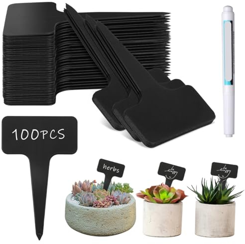 100 Piezas Placas para Plantas, 10×6cm Etiquetas para Semillas, Placas para Plantas para Escribir, Marcadores de Jardín Reutilizable, Resistentes a la Intemperie, para Semillero, Semillas, Plantas