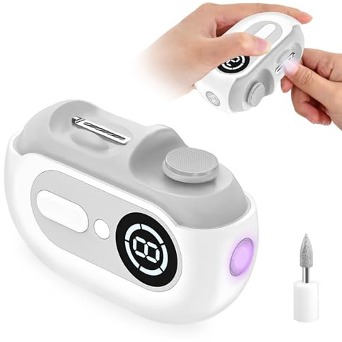 Mapille 4 en 1 Cortauñas Eléctrico,Cortaúñas automático,Corta uñas adulto electrico,Cortauñas Eléctrica Ajustable Automático,con Luz LED,2 cabezales de molienda,para bebés,adultos y ancianos