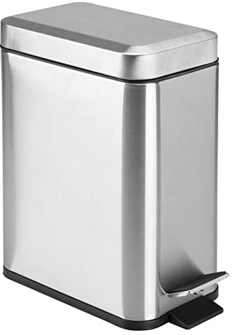 mDesign Rechteckiger Abfalleimer mit Pedal, gebürsteter Edelstahl