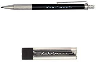 KOH-I-NOOR Automatic 5608 Druckbleistift, Metall/Kunststoff für Notizbuch, inklusive Spitzer, Set mit 1 Stift und passendem 2 mm Graphitminen HB (4 Stück)