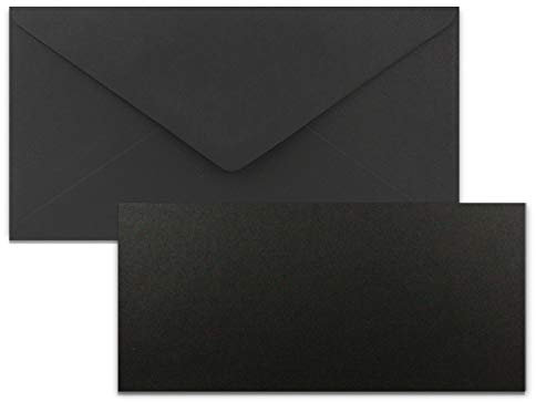 FarbenFroh by GUSTAV NEUSER 50x Stück Karte mit Umschlag Set Einzel-Karten Din Lang 9,9 x 21 cm Schwarz mit Brief-Umschlägen DIN Lang 11 x 22 cm Schwarz Nassklebung