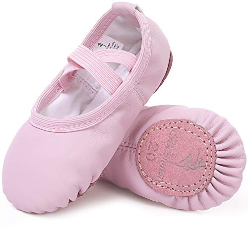 Dansskor, balett- och gymnastikskor i läder, halvtåskor för flickor och kvinnor, Rosa, 39 EU