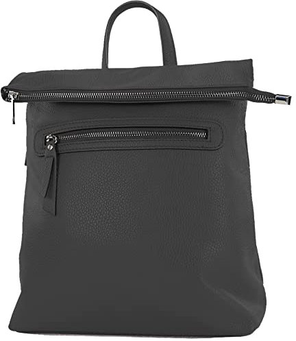 modamoda de - T235 - Damen Rucksack Tasche ital. Echtleder, Farbe:Schwarz