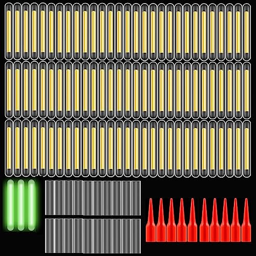 TogtherKings 50 pièces Bâtons Lumineux pour Canne À Pêche,Lumières de Bobber de Pêche,Bâtons Lumineux de Pêche,Glow Stick Pêche de Nuit,4,5 x 37mm,pour Canne À Pêche, Bâtons Lumineux Pêche Nuit