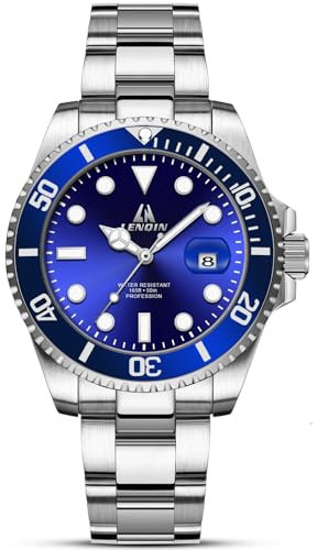 LN LENQIN Herren Uhr Edelstahl Uhren Herren wasserdichte Analog Quarzuhr Armbanduhrherren mit Datum Leuchtend Mode Freizeit Uhren für Männer