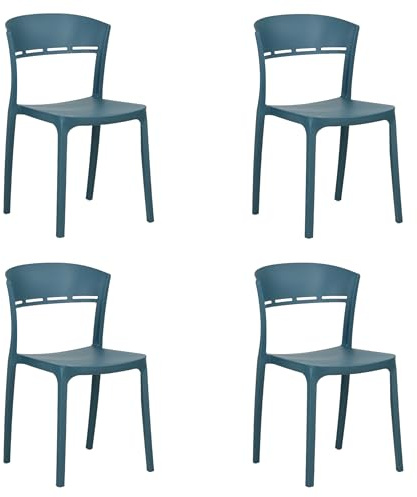 Totò Piccinni Sedia DELTA in Polipropilene in fibra di Vetro Moderne Design Impilabile (Petrolio, 4)