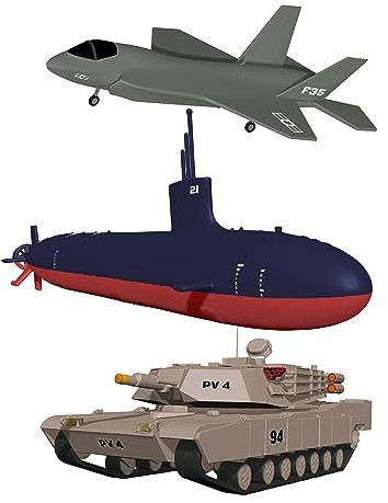SplashEZ Bath Toys for Kids Ages 4-8, Kids Bath Toys for Boys, Mold Free No Hole Sealed, Soft Durable Army Play Set Submarine Tank Airplane Jet, No Mold for Water Tub & Pool, Ages 0-1-3-4-5-6-8