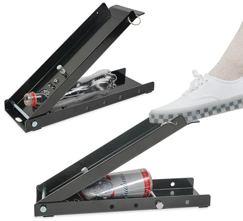 DUNTSEI Trituradora de latas, trituradora de latas con pie para reciclaje, aplastadora de latas, botellas, colgar en la pared, resistente, viene con barra de tope