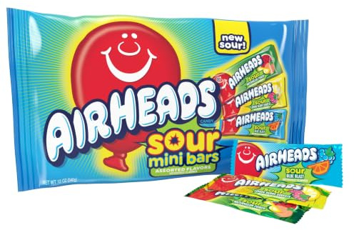 Airheads Mini SOURS Candy Bars, Sour Watermelon Punch, Blue Blast and Lemon Berry Squeeze 340ml Variety Bag