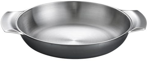 Veemoon Padella da portata in acciaio inox, 16 cm, con 2 manici, adatta a induzione, perfetta per frittate e snack, durevole e antiaderente, ideale per la