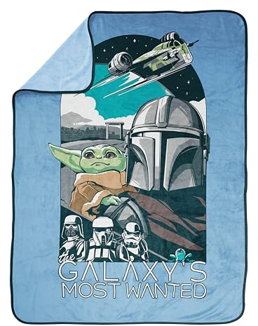Jay Franco Kids Star Wars plyschfilt - 130 x 150 cm mjuk och behaglig fleecefilt för sovrum och bänk, officiellt licensierat produkt, blå