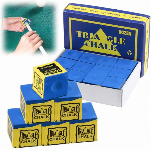 MeFay Snooker Chalk 12 Pcs Blue Pool Cue Chalk Set, Professional Billiard Chalk for Enhanced Grip and Accuracy, No-Slip Pool Chalk for Home, Tournaments and Bars