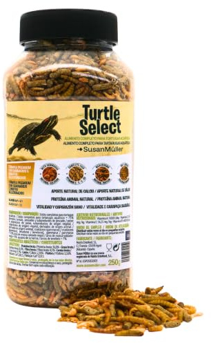 Susan Müller Turtle Select, Alimento Completo Premium para Tortugas Acuáticas, Sticks con Gammarus, Insectos Enteros, Calcio Natural, Vitaminas A, C, D3 y E — 250 g