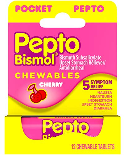 Pepto-bismol Pepto- to-go Chewable Tablets Cherry 12 CT (Pack of 12)