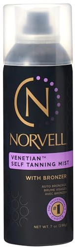 Norvell Venetian Sunless Self Tanner Mist 7 fl oz – Airbrush Spray Tanning Solution with Bronzer for Instant Sun Kissed Glow, Natural Looking Fake Tan, Streak Free, Long Lasting Color