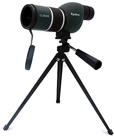 NUZAMAS 12-36X50 Spektiv-Teleskop und Stativ-Set - Wasserdichtes Zoom-Einrohr-Teleskop-Monokular für Vogelbeobachtung, Reisen, Jagd, Angeln, Fußballspiele, Outdoor-Konzerte