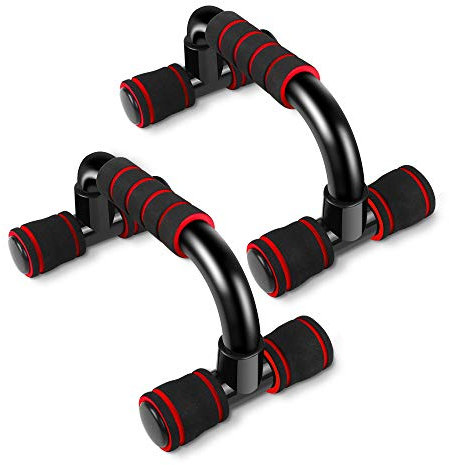 Liegestütz-Ständer, Fitness-Liegestützstange mit rutschfesten Schaumstoffgriffen für Arme, Brust und Schultertraining, Fitnessstudio, Heimtraining, Rot