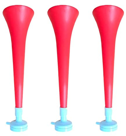FUN FAN LINE Pack 3 Vuvuzelas de Plástico - Ideales para Animar, Festejar y Hacer Ruido - Fútbol, Conciertos y Eventos Deportivos - 120 DB de Ruido - Color Polonia