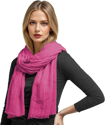 creazioni unique Sciarpa Donna in Fibra di Bamboo Primavera Estate MADE IN ITALY - Foulard Sciarpa Donna Leggera e Traspirante (Fucsia)