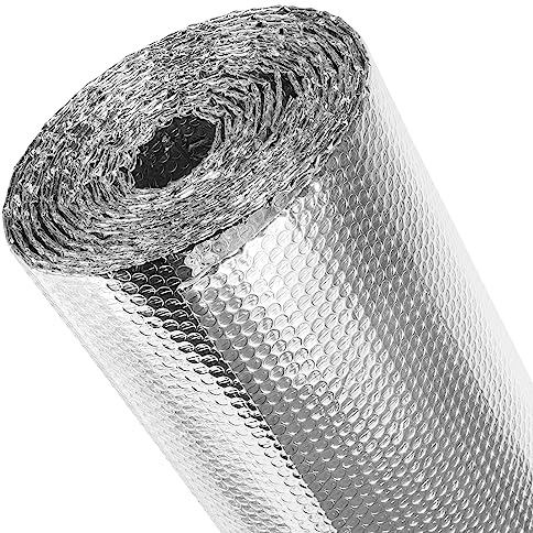 fowong Reflective Insulation Roll, Aluminum Foil Window Insulation for Winter, Weatherproofing Window Insulationv Kit Double Bubble Radiant Barrier Roll for RV Garage Thermal Heat Shield 24 x 10 Ft