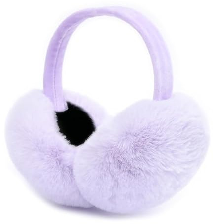 LCXSHYE Winter Ear muffs Faux Fur Warm Earmuffs Cute Foldable Outdoor Ear Warmers For Women Girls (Light Purple)