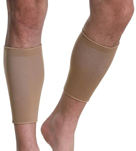 NeoTech Care Calf Compression Sleeve for Calves Support or Shin Splint (Beige Color, Size S, 1 Pair)